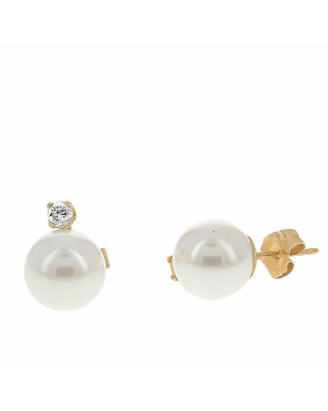 Pink Rose Pearl And Diamond Accent Stud Earrings