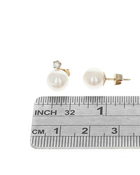 Pink Rose Pearl And Diamond Accent Stud Earrings