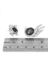 Black Star Sapphire and Diamond Winged Earrings