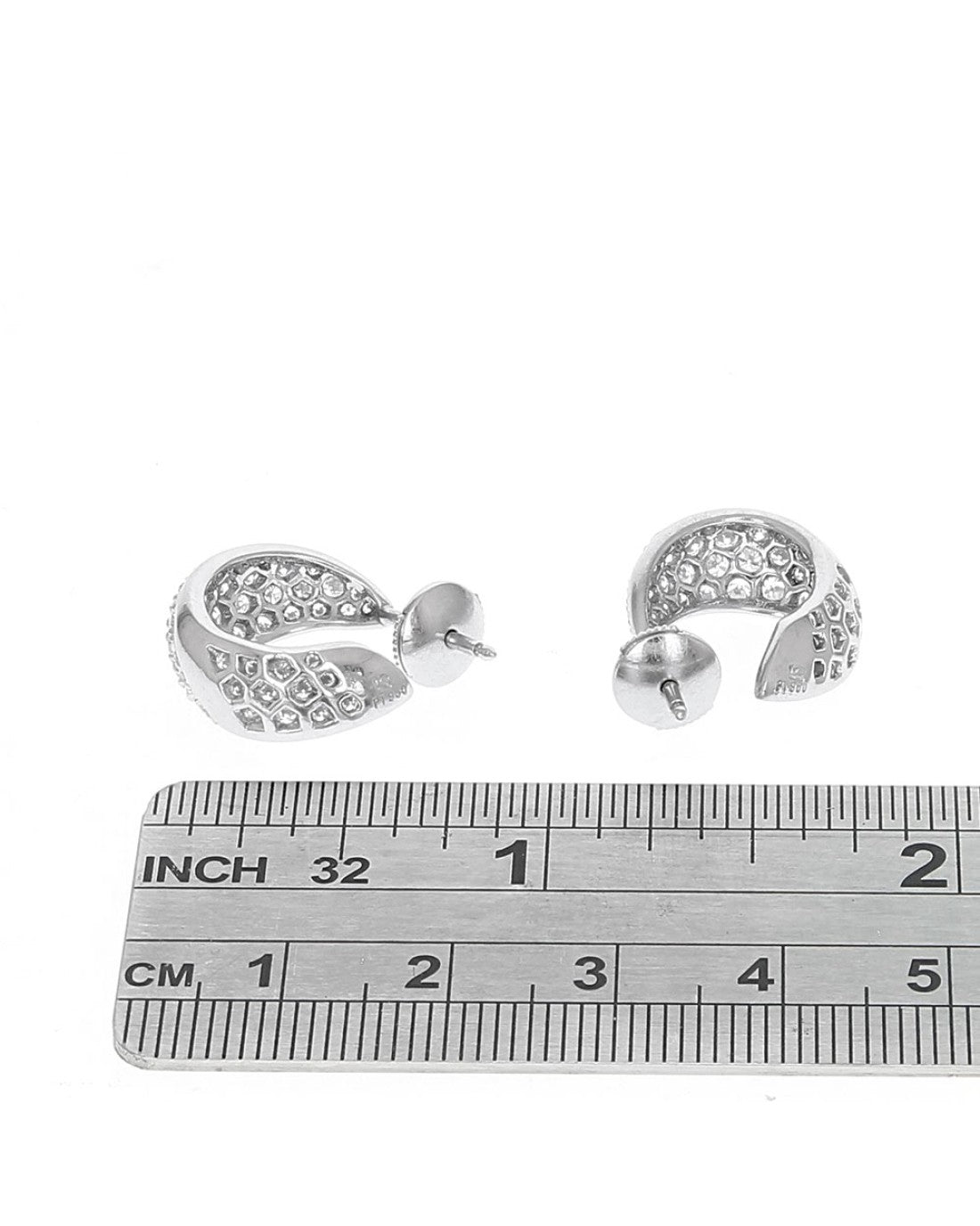 Diamond Pave Inside Outside Curced Earrings in Platinum