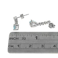 Aquamarine and Diamond Drop Earrings in White Gold