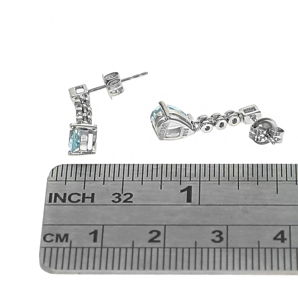 Aquamarine and Diamond Drop Earrings in White Gold