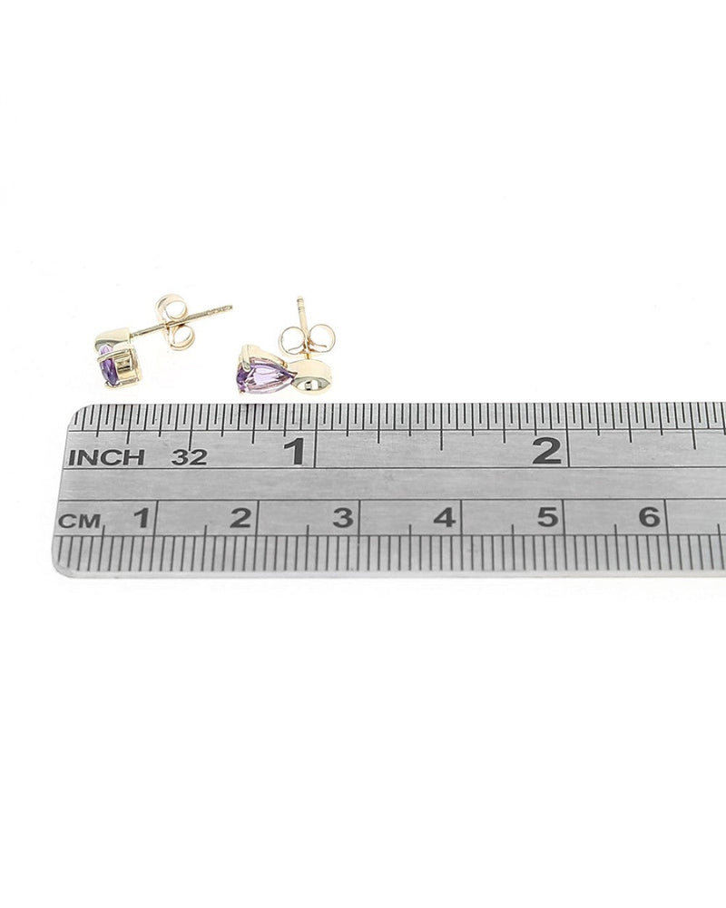 Amethyst Stud Earrings in Yellow Gold