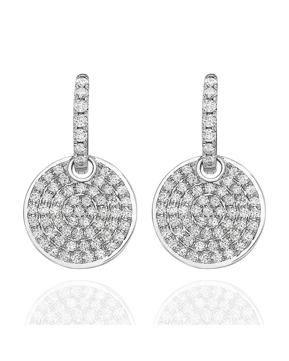 Diamond Pave Discs on Diamond Mini Hoop Earrings