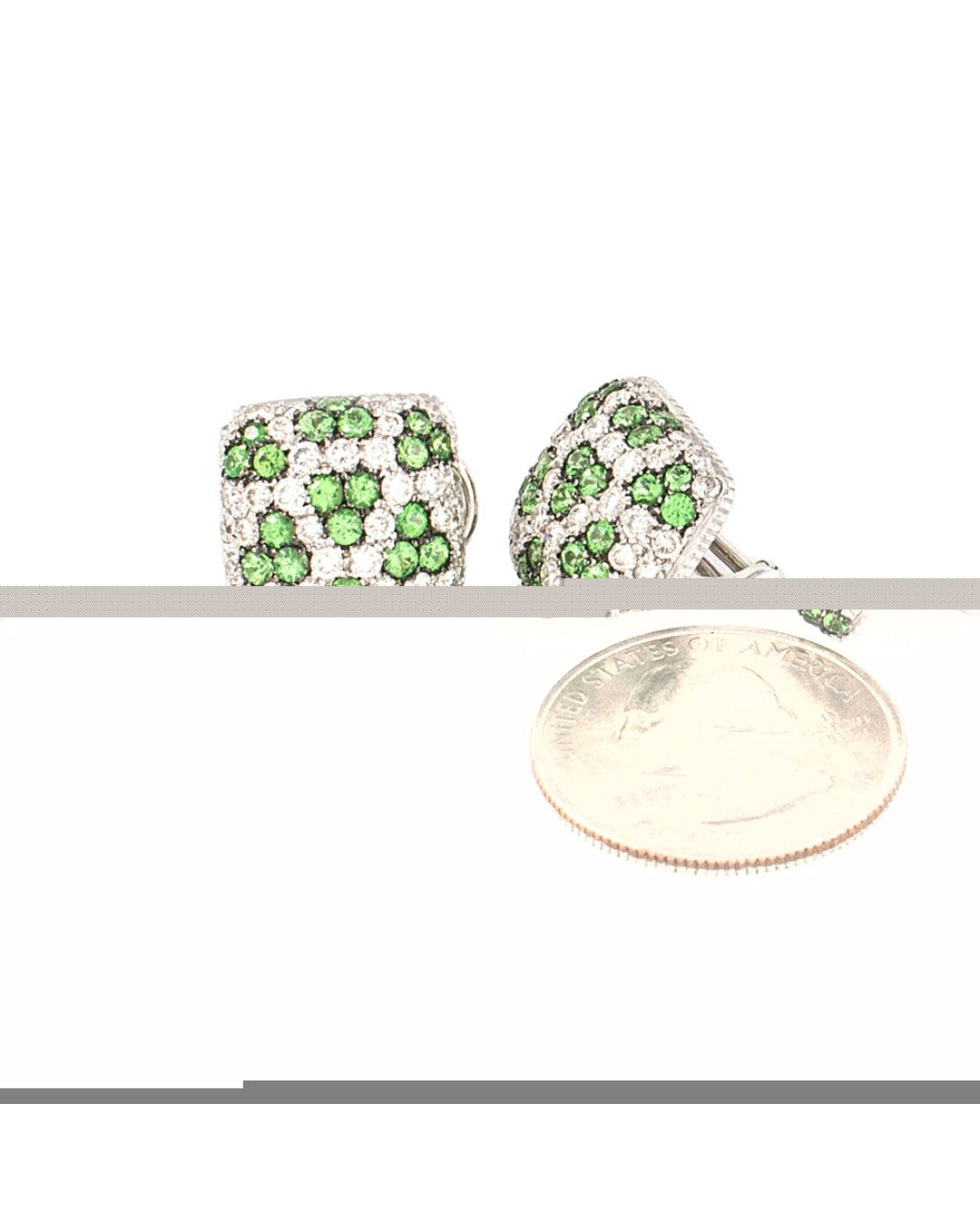 Tsavorite ad Diamond Square Cushion Earrings
