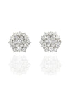 Diamond Cluster Stud Earrings in Platinum and Gold