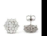 Diamond Cluster Stud Earrings in Platinum and Gold