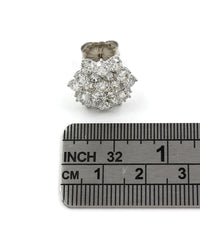 Diamond Cluster Stud Earrings in Platinum and Gold