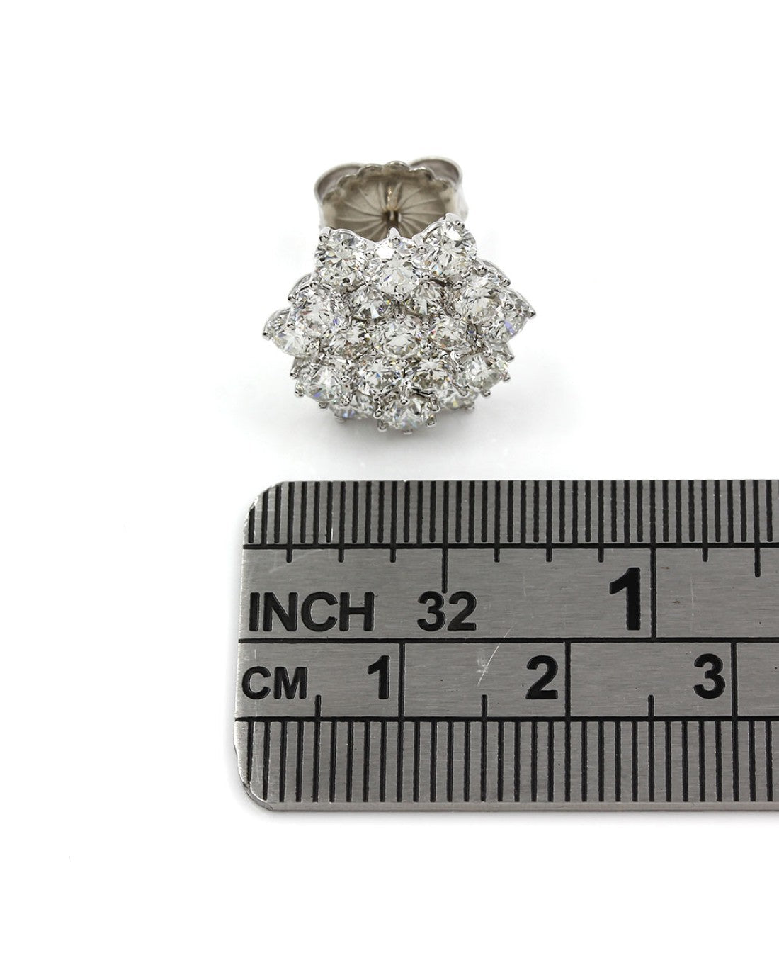 Diamond Cluster Stud Earrings in Platinum and Gold