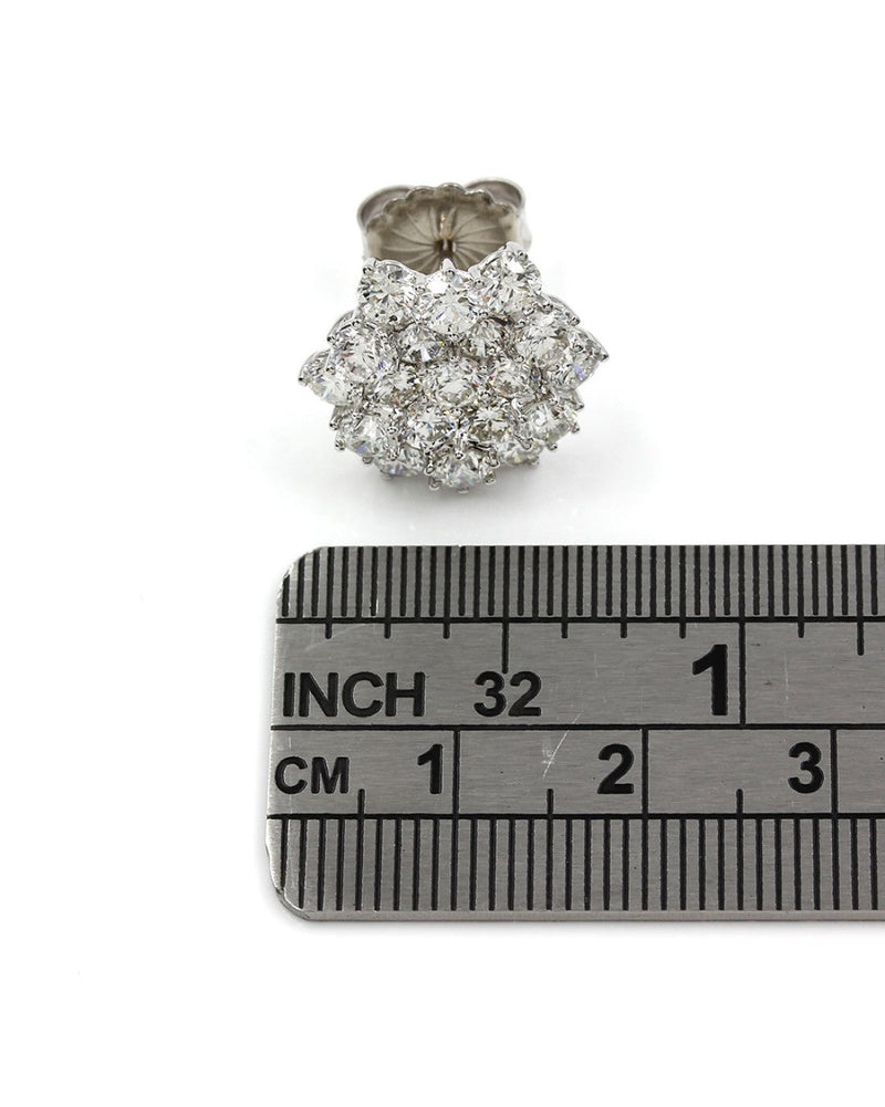Diamond Cluster Stud Earrings in Platinum and Gold