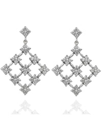 Diamond Snowflake Lattice Drop Earrings