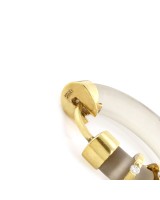 Cede Diamond Bar Station Clear Rubber Hoop Earrings in Yellow Gold