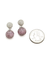 Pave Pink Sapphire and Diamond Earrings in Gold