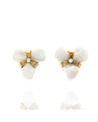 Ruser Fresh Water Pearl and Diamond Earrings in Yellow Gold