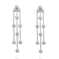 18kw 3 Strand Diamond Flower Dangle Earrings