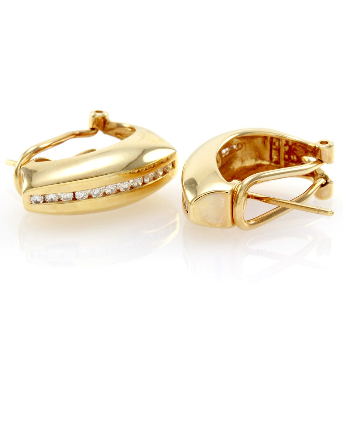 Channel Set Diamond Bar Earrings in 14K Yellow Gold