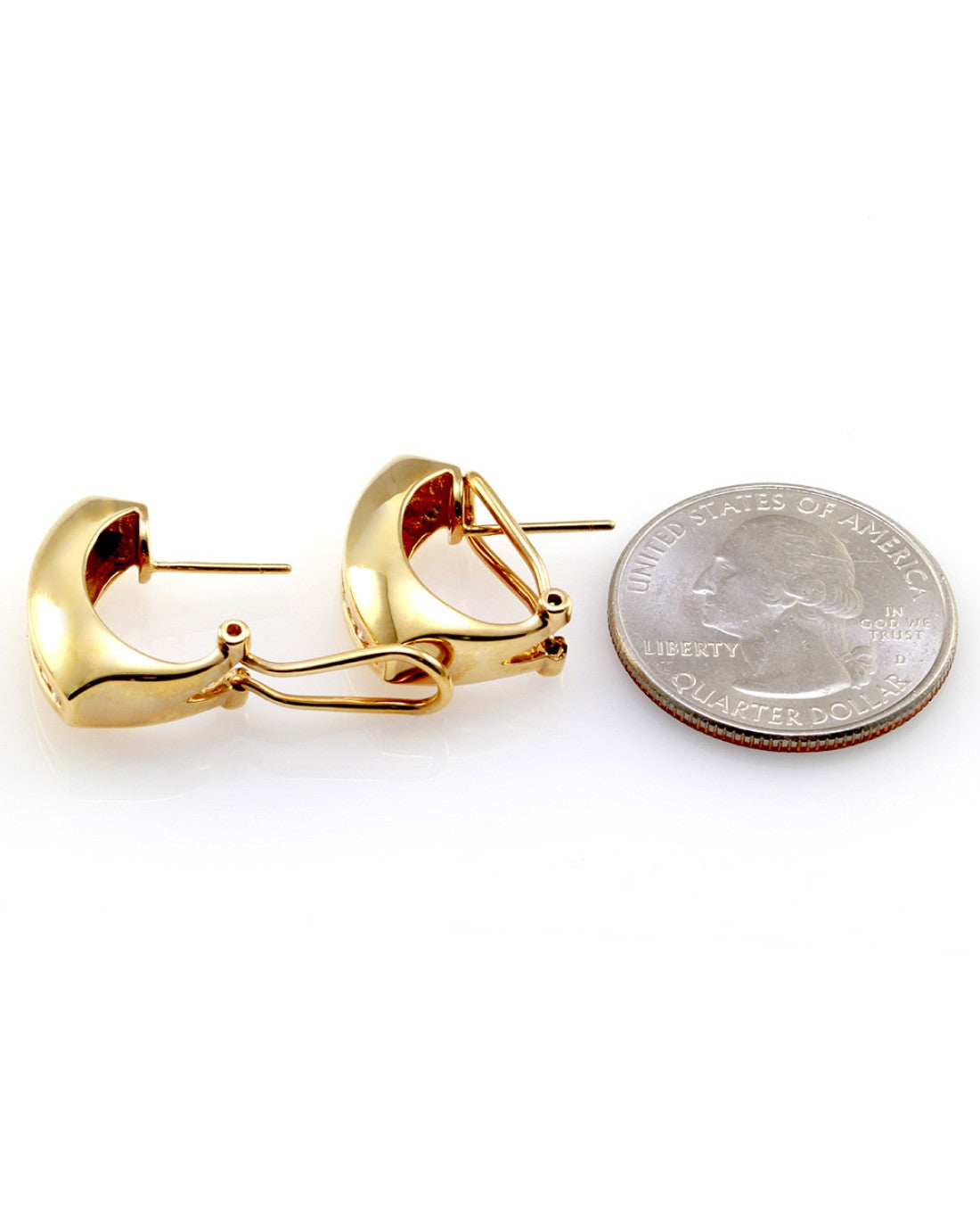 Channel Set Diamond Bar Earrings in 14K Yellow Gold