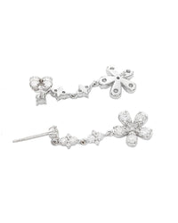 Diamond Flower Drop Earrings in Gold
