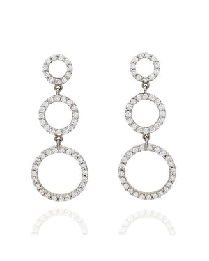 Diamond Pave Graduated Circle Dangle Earrings