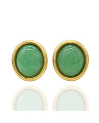 Oval Jadeite Earrings in Gold
