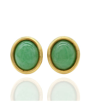 Oval Jadeite Earrings in Gold
