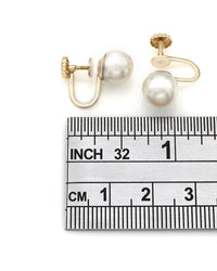 White Pearl Screwback Earrings