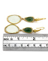 Nouveau 1910 14ky Green Tourmaline, Green Amethyst and Diamond Earrings