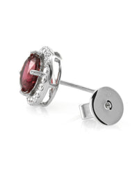 Rubellite Tourmaline and Diamond Stud Earrings in Gold