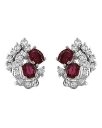 Ruby and Diamond Clip On Earrings in Gold