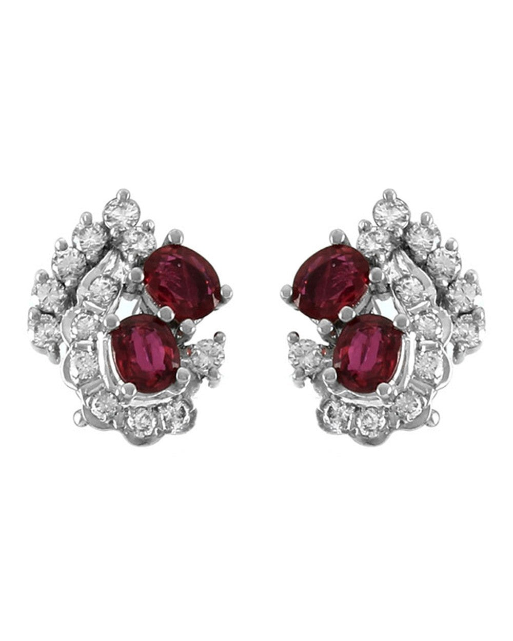 Ruby and Diamond Clip On Earrings in Gold