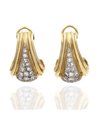 14KY Diamond Pave Triangular Shape Earrings