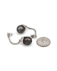 Tahitian Pearl and Diamond Earrings in Gold