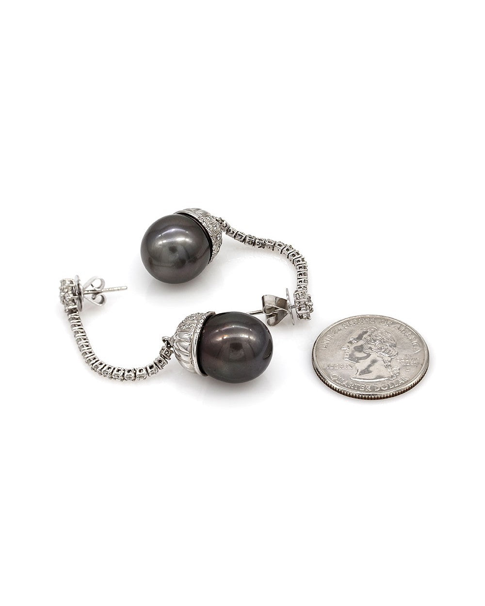 Tahitian Pearl and Diamond Earrings in Gold