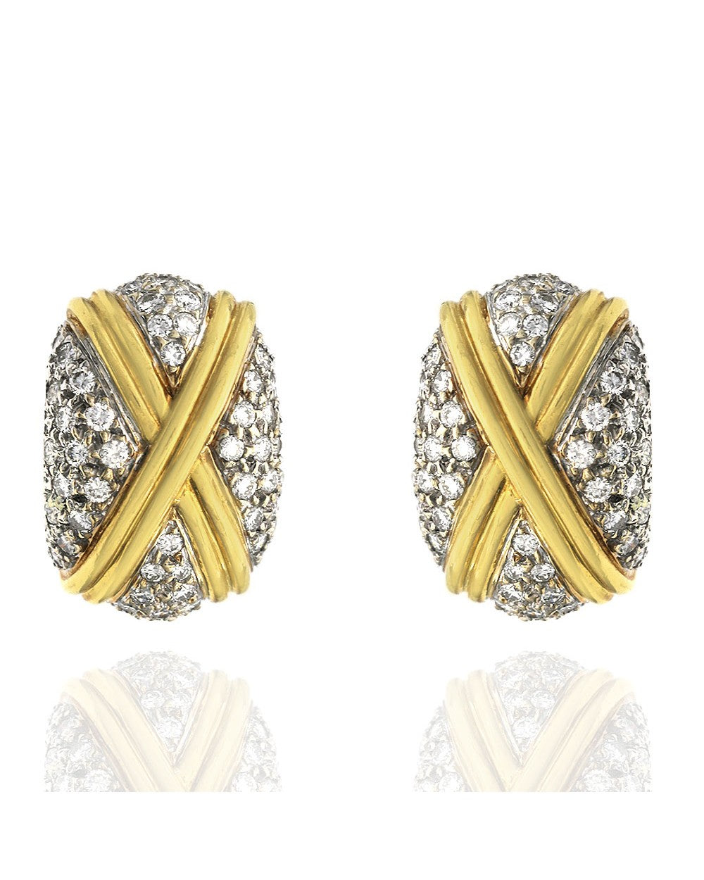Diamond Pave X Curved Earrings