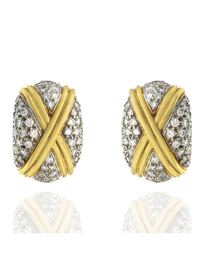 Diamond Pave X Curved Earrings