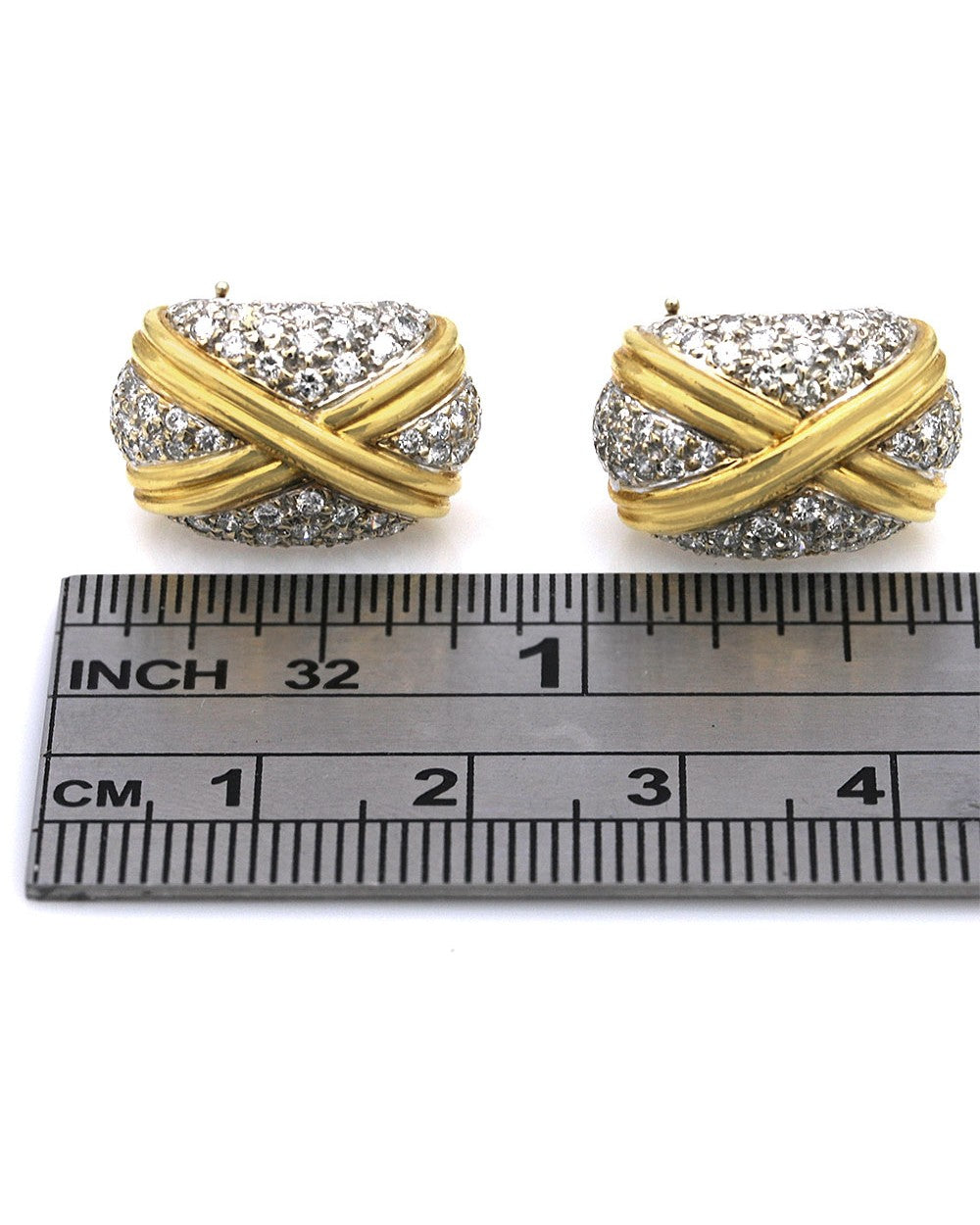 Diamond Pave X Curved Earrings
