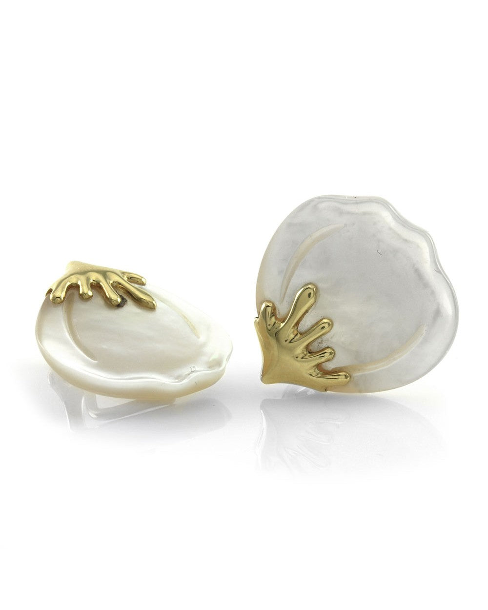 Tiffany & Co. Angela Cummings Mother of Pearl Flower Petal Earrings in Yellow Gold
