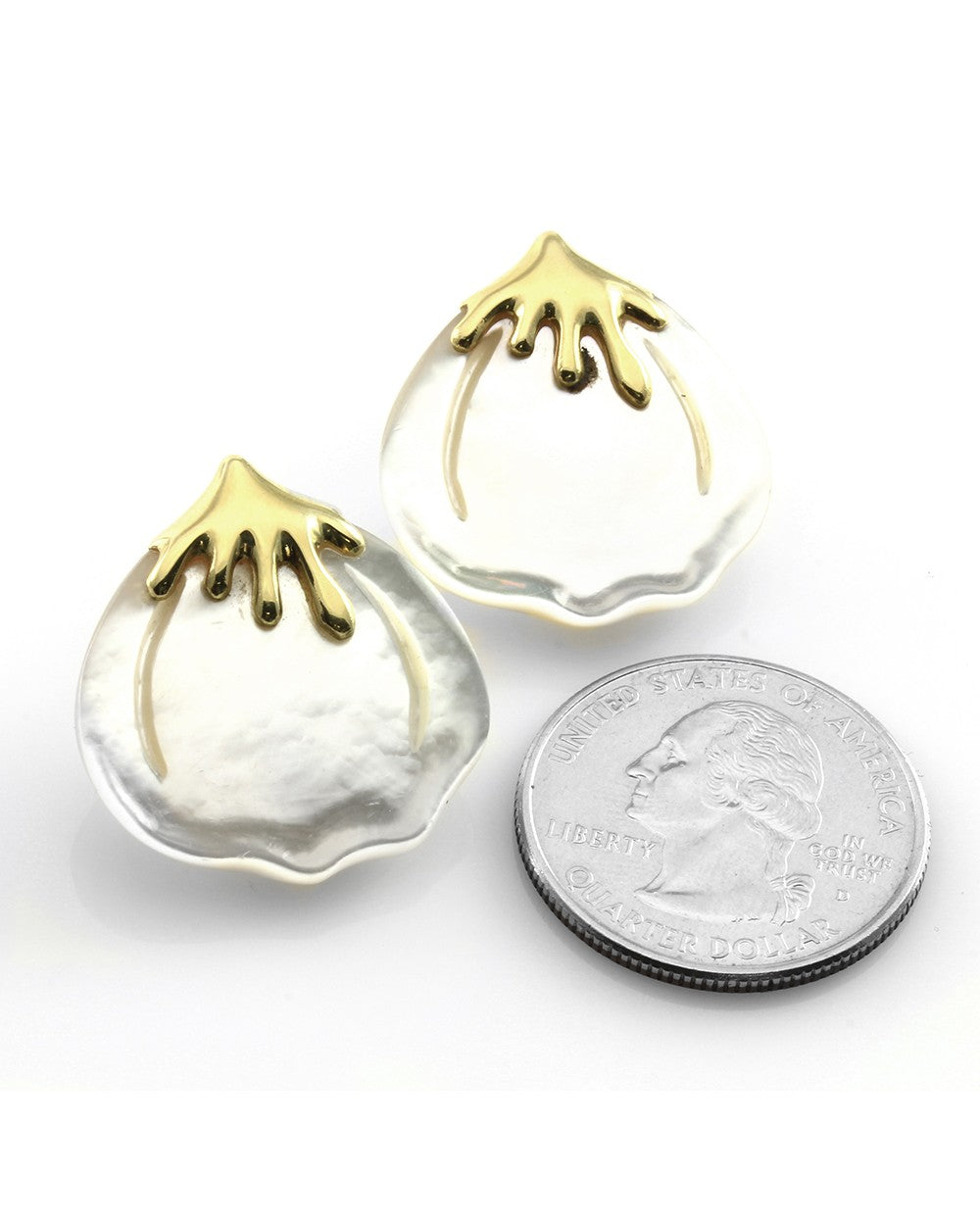 Tiffany & Co. Angela Cummings Mother of Pearl Flower Petal Earrings in Yellow Gold