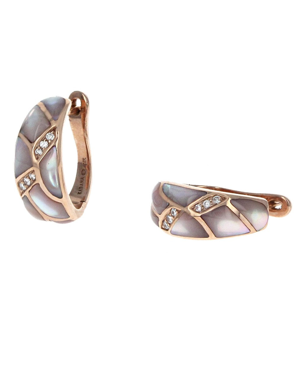 Kabana Mother of Pearl Inlay and Diamond Pave Earrings