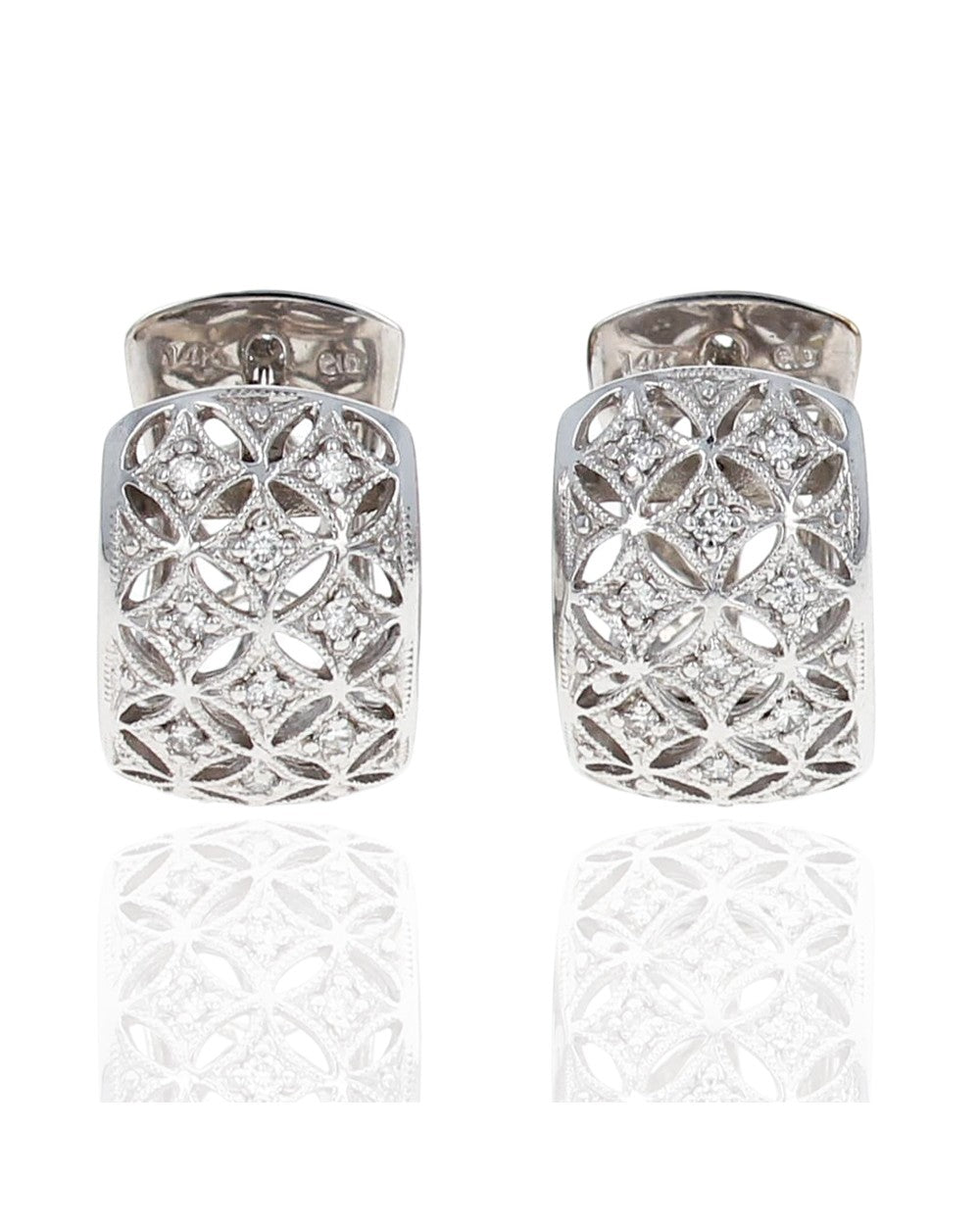 Filigree Diamond Huggie Earrings
