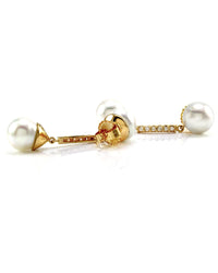 South Sea Pearl & Pave Diamond Drop Dangle Earrings in 18K Yellow Gold
