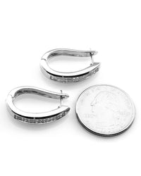 Invisible Set Princess Cut Diamond Semi-Hoop Earrings in 14K White Gold