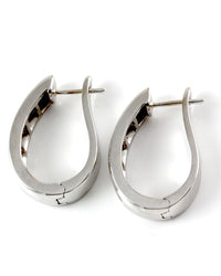 Invisible Set Princess Cut Diamond Semi-Hoop Earrings in 14K White Gold