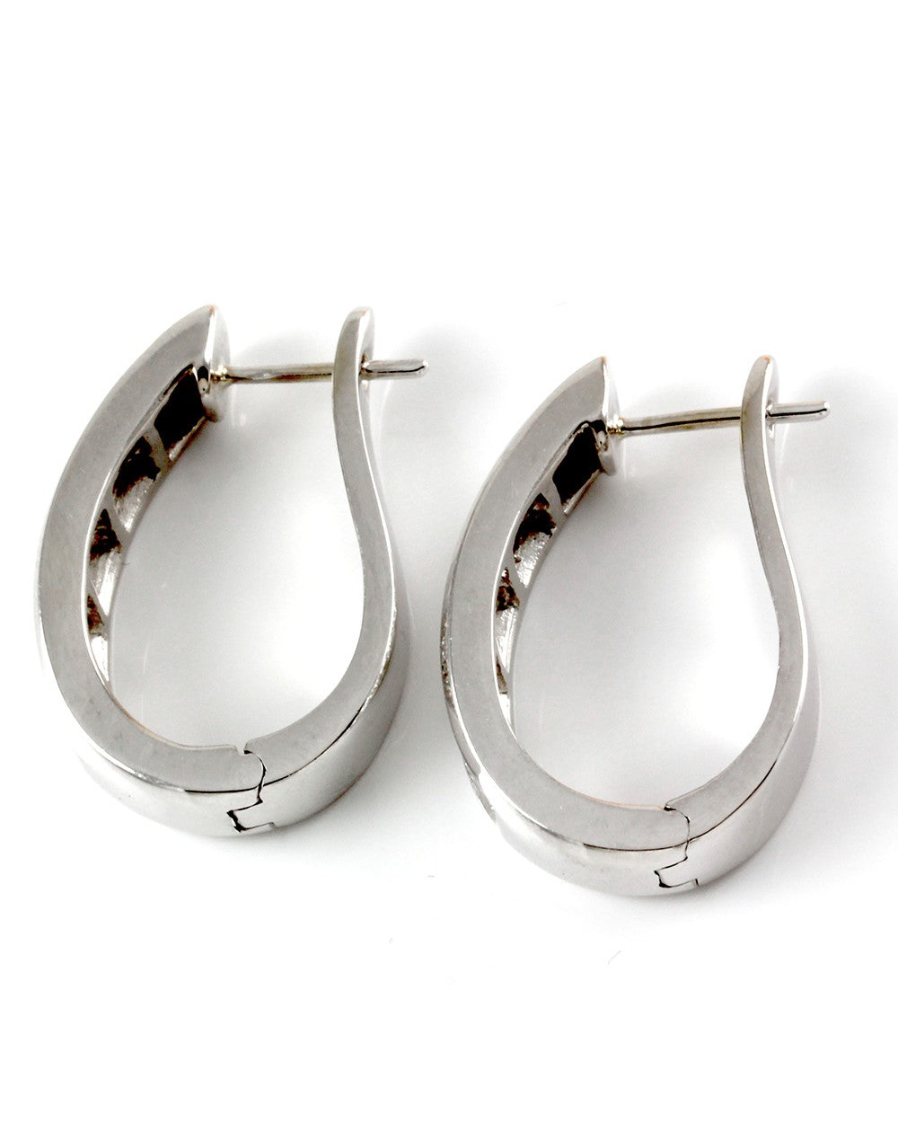 Invisible Set Princess Cut Diamond Semi-Hoop Earrings in 14K White Gold