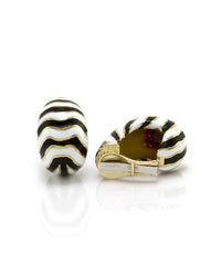 David Webb Kingdom Enamel Zebra Earrings in 18K Yellow Gold