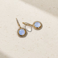 Happy Face Moonstone and Diamond Drop Earrings