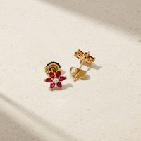 Daffodil Garden Ruby and Diamond Stud Earrings