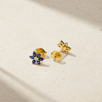 Daffodil Garden Sapphire and Diamond Stud Earrings