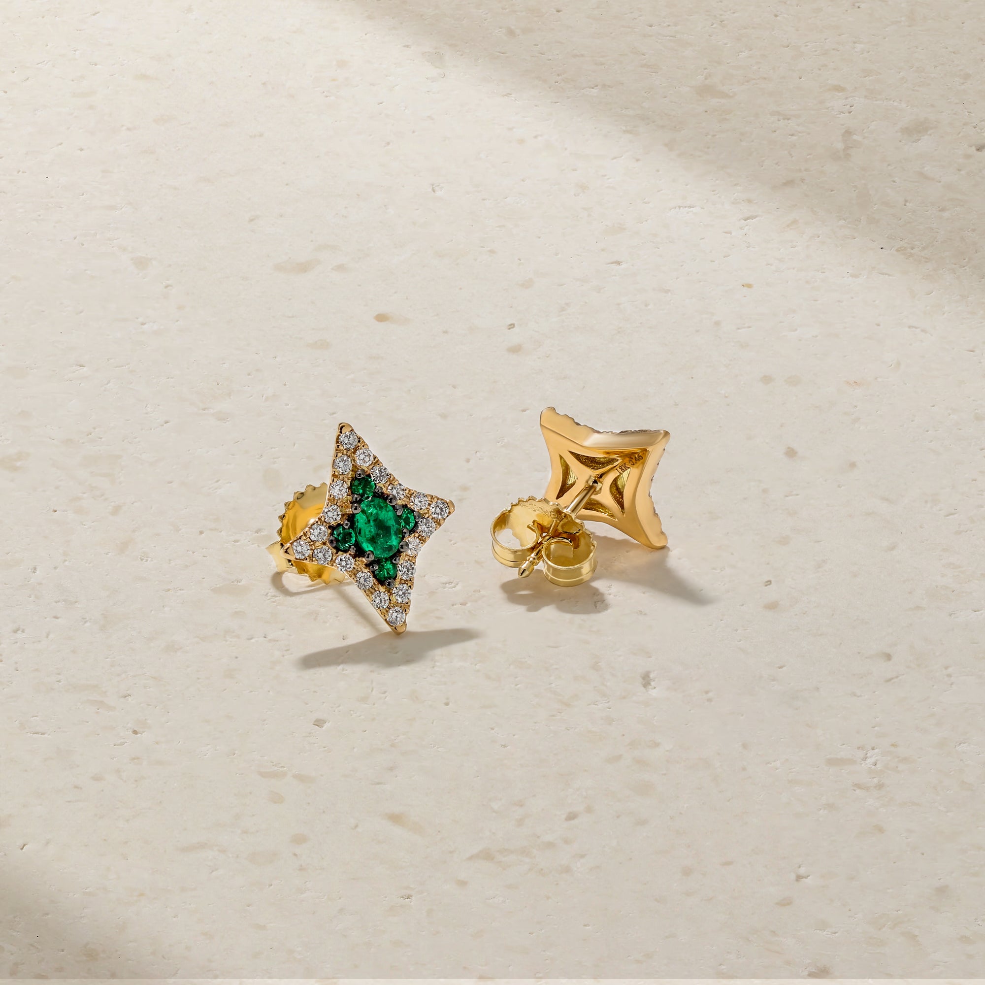 Notte Emerald and Diamond Stud Earrings
