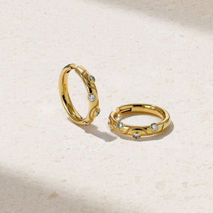 Riva Crest Diamond Hoop Earrings